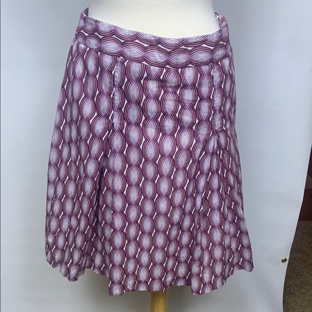 Kim Rogers Purple and Brown Patterned Pleated Skirt, 8P